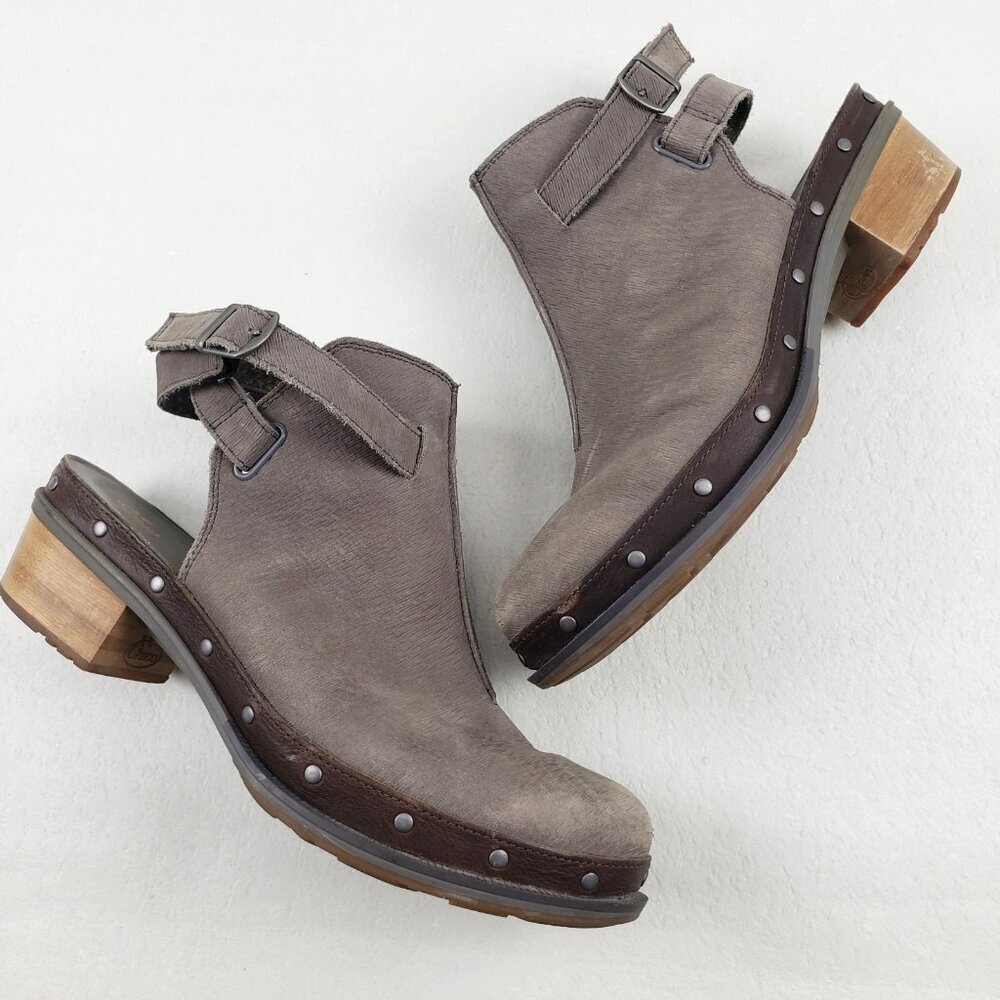Chaco Cataluna Clog Womens 11 Nickel Gray Studded Leather Comfort Boho Bootie - Picture 1 of 16
